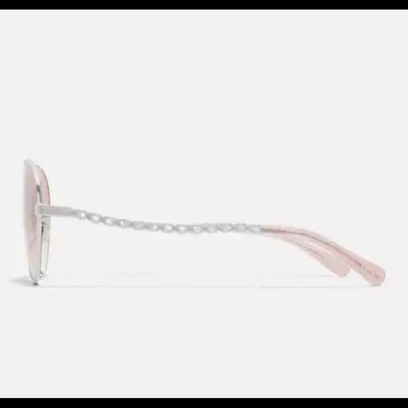 COACH Signature Chain Oval Sunglasses -Silver/Grey Pink Mirror ❤️FINAL PRICE!❤️ - Picture 5 of 7